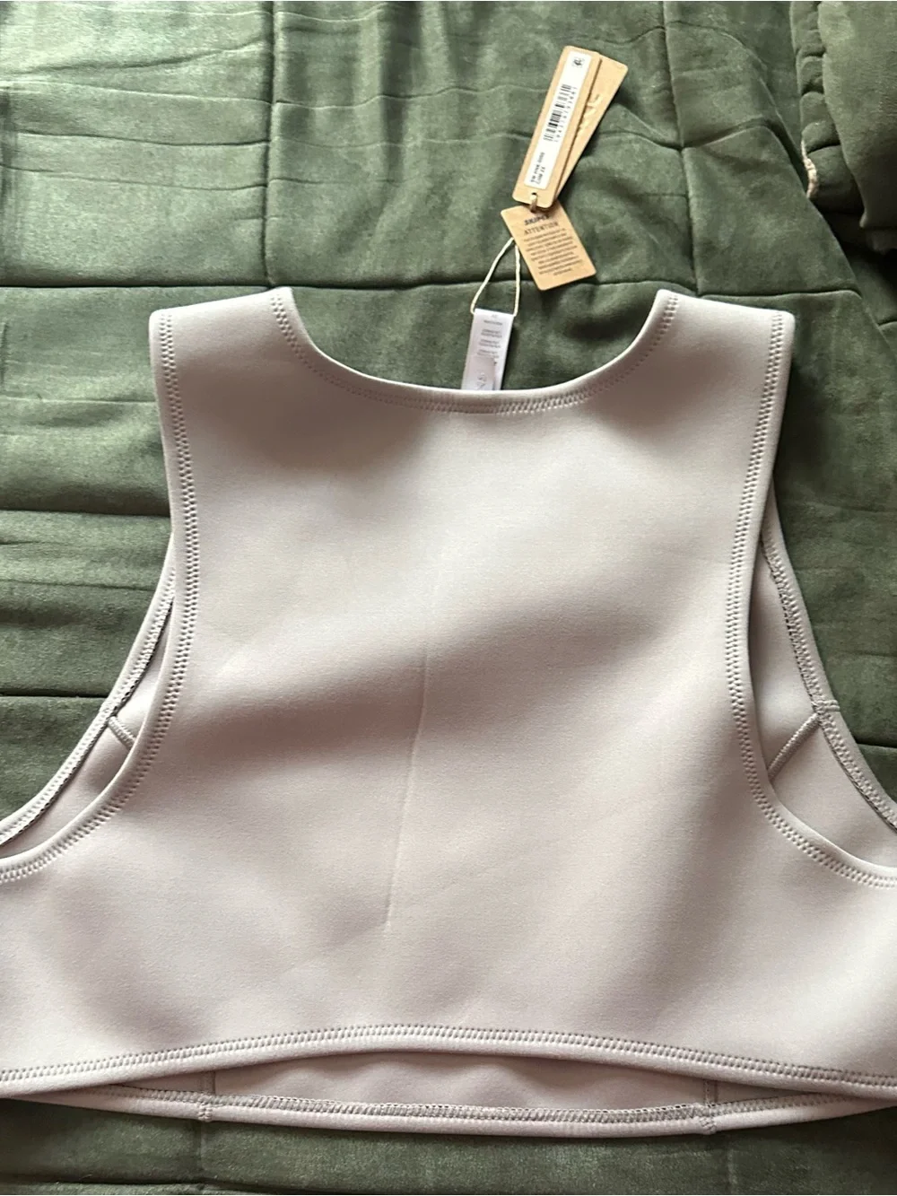 Skims Sporty Swim Embossed Neoprene Swim Top and Bottom in Light Gray